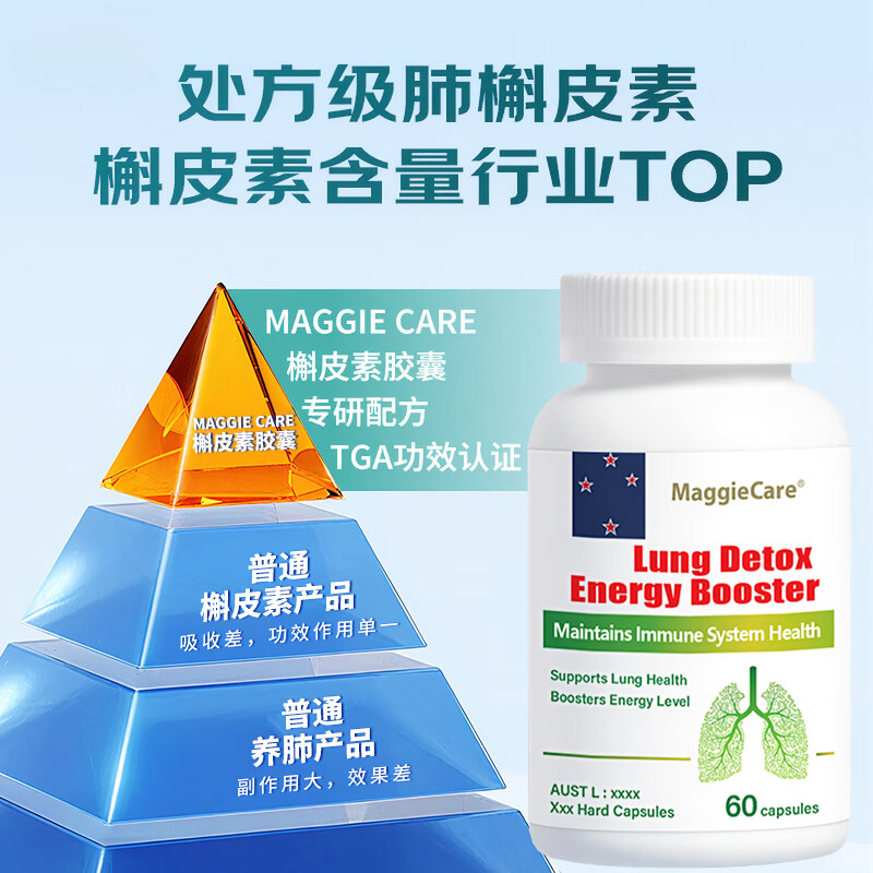 MaggieCare槲皮素胶囊澳洲进口肺结节清肺专用肺部保健品养护正品官方旗舰店 1瓶清享装【60粒】推荐多瓶周期装