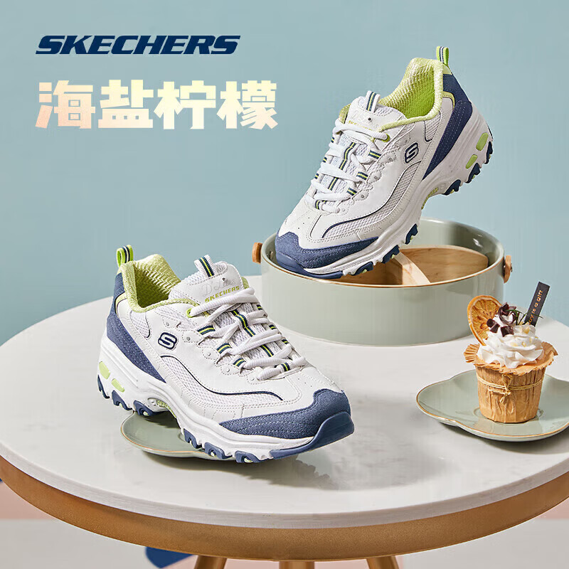 斯凯奇女鞋秋季鞋缤纷撞色奶茶能复古增高老爹鞋