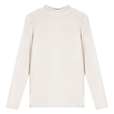 俞兆林白色半高领打底衫女加绒德磨毛长袖T恤西装高级感秋冬季内搭上衣