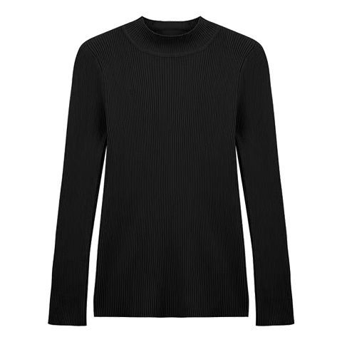 俞兆林半高领针织打底衫女秋冬毛衣女百搭修身长袖紧身线衣黑色