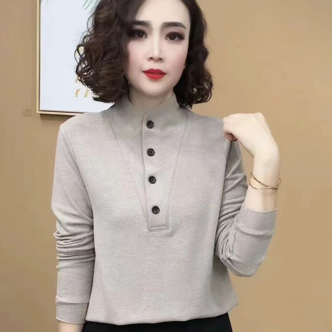 秋冬款宽松显瘦套头加厚大码立领卫衣CSph女士时尚长袖立领卫衣jd 燕麦色 2XL  建议120-130斤