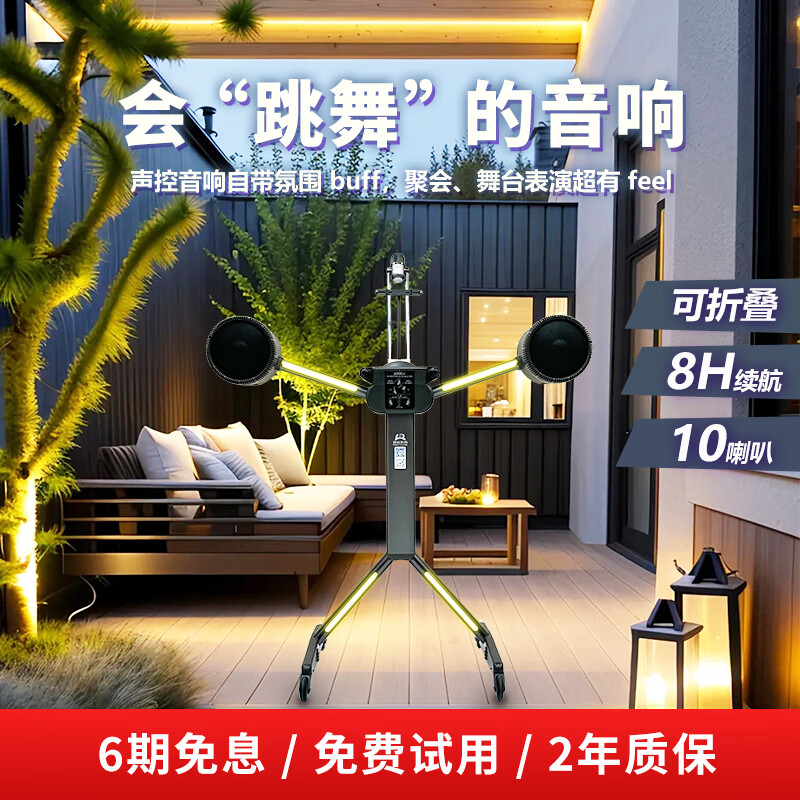 铃锐科技(LingRui Technology)LR2103-D10M户外移动唱歌音响高端功放一体机便携式蓝牙音箱卡拉ok家庭ktv套装大音量低音炮高保真 木纹黑(2103+折叠麦+麦克风*2)