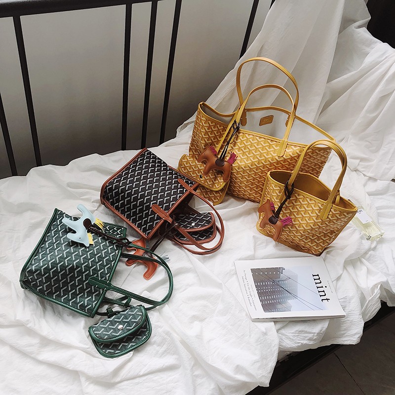 宏唯新品狗牙包菜篮子单肩手拎包包手提女神节托特包女神节包包女 黄色 小号 送小马