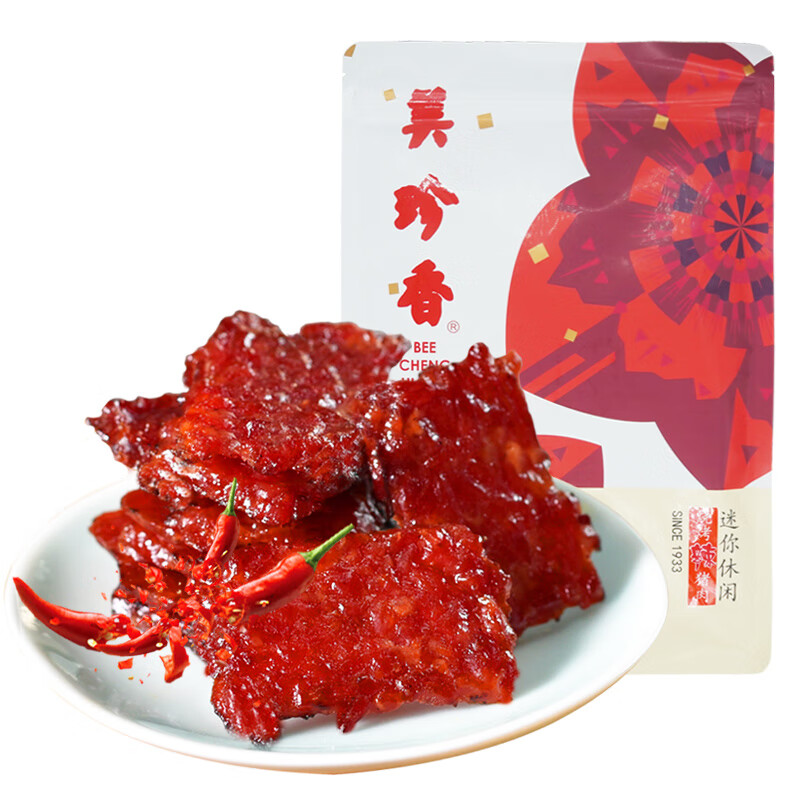 美珍香豬肉脯肉干迷你休閑燒烤辣豬肉200g*1解饞零食早餐小吃食品 燒烤香辣味200g 豬肉脯