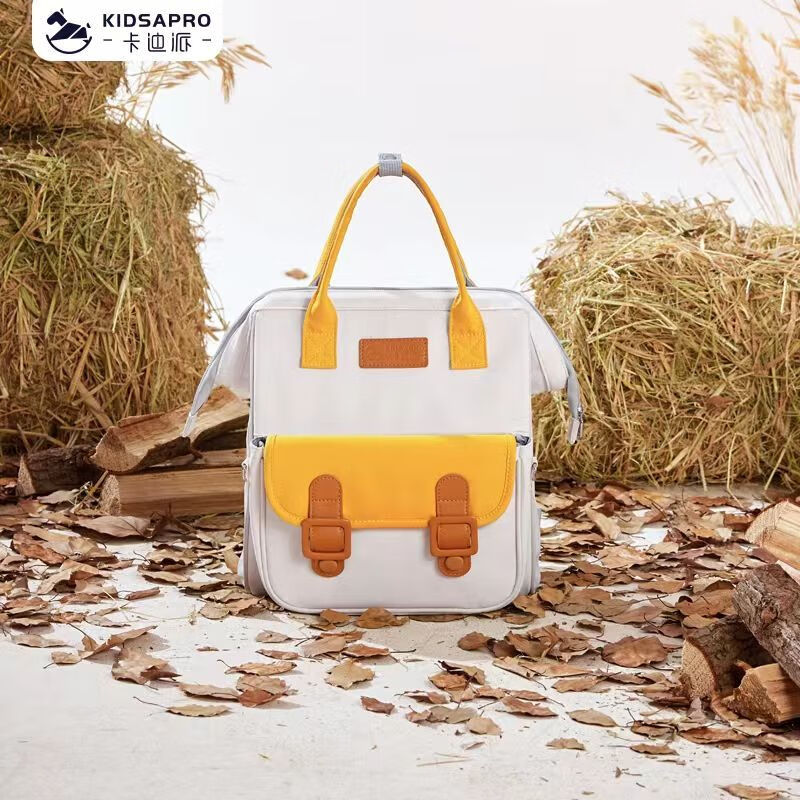 卡迪派親子包媽咪包遛娃包防水時尚輕便手提雙肩子母 黃油 萌寶