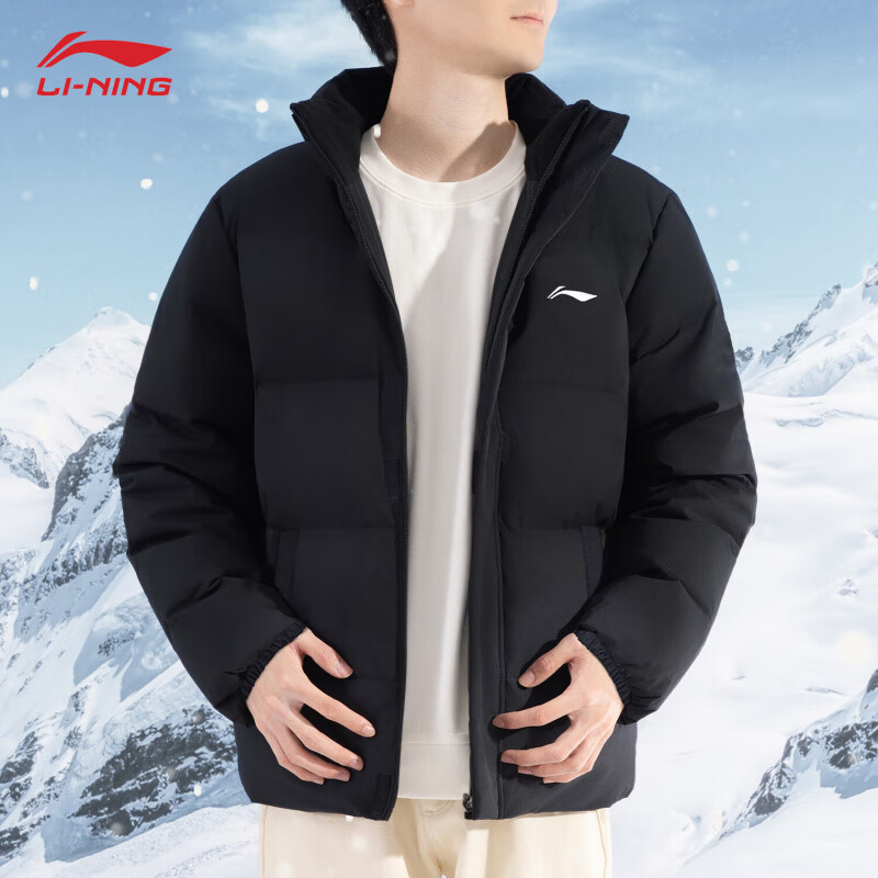 李宁正品棉服男士外套2025冬季新款潮流加厚保暖立领短款百搭面包服男 黑色【短款棉服】 L