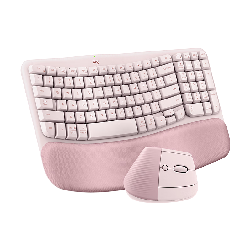 羅技(Logitech)Wave Combo 無線人體工學(xué)鍵鼠套裝 垂直鼠標(biāo) 無線藍牙鼠標(biāo) 辦公鍵盤 無線鍵盤 藍牙鍵盤 粉色