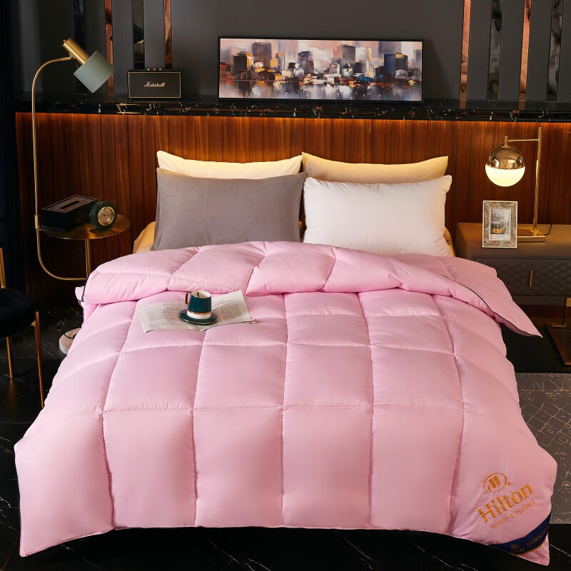 恒源祥羽丝绒被白鹅丝绒冬被子单人酒店春秋冬季学生宿舍棉被芯加厚保暖 粉色 200*230cm  【4斤夏被】