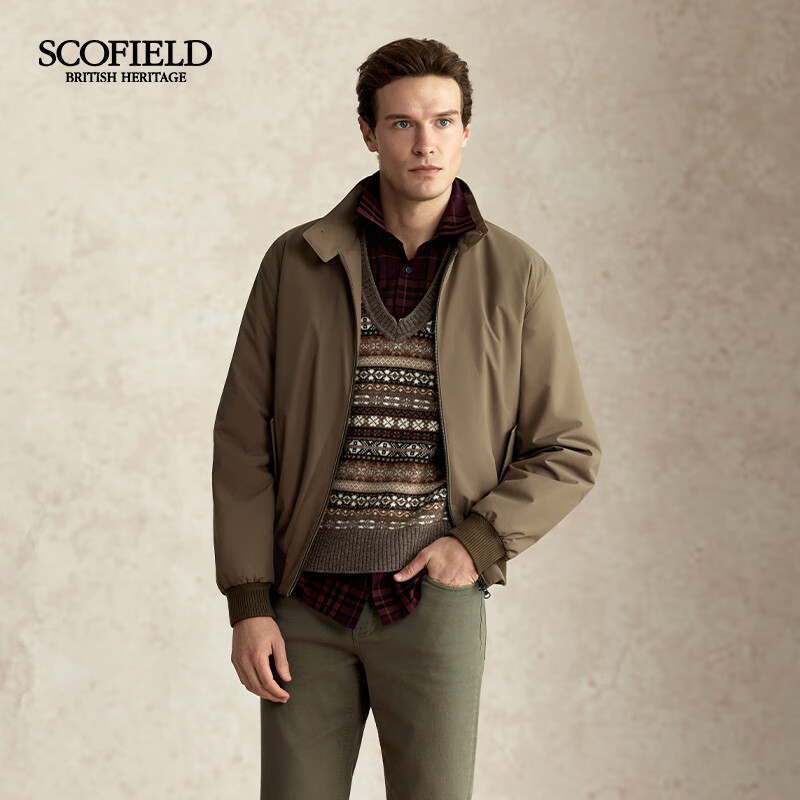 Scofield男装25年秋冬新品通勤哈灵顿夹克版型短款立领保暖棉服 深米色 L (175)