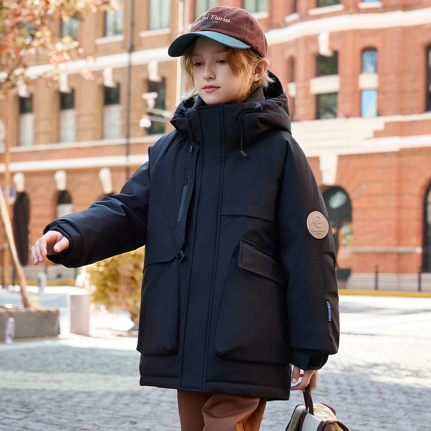 ABC KAIA新款儿童羽绒服男童加厚冬季保暖冲锋衣三防中大童外套潮女童衣服 黑色（男童） 160