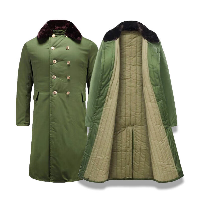 厂际华长款军大衣救灾棉大衣防风加长棉衣防寒加绒加厚绿色棉袄劳保大衣 棉花过检大衣 均码