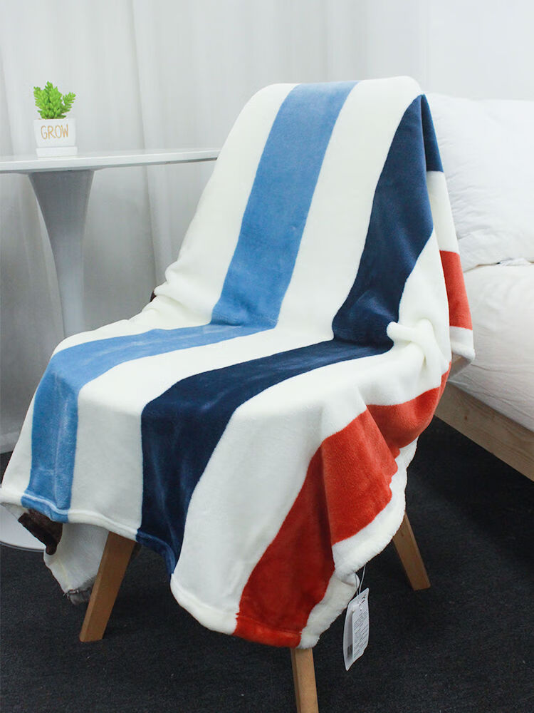 接运猫毛毯被子加厚冬季法兰绒毯宿舍学生珊瑚绒床单人办公室午睡小毯子 六色条纹 70cm100cm两条装