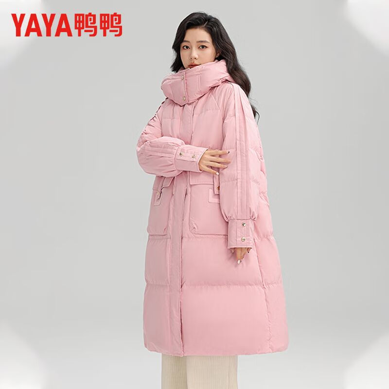 鸭鸭（YAYA）羽绒服女2025年冬季新品长款连帽时尚百搭加厚保暖休闲外套 黑色 M