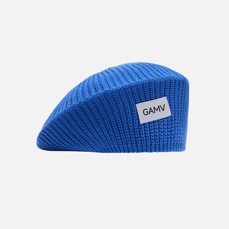 勋阳宇乐秋冬新款金属标贝雷帽子女大头围显脸小反戴毛呢前进帽日系画家帽 蓝色-DMZ30304