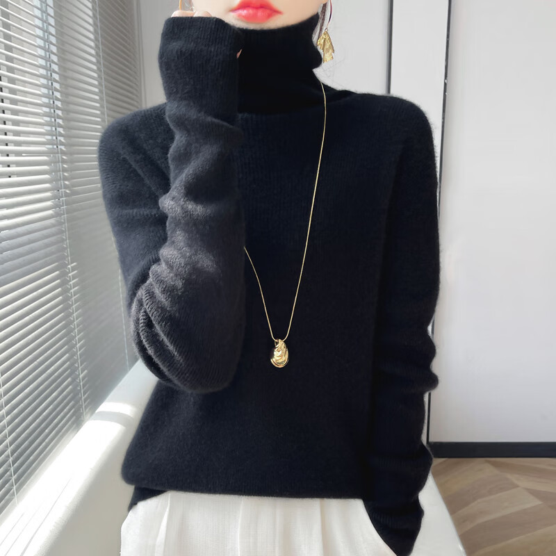 香影芬秋冬高领套头毛衣女2025新款高级感一线成衣堆堆领内搭加厚打底衫 白色 XL (建议115-125斤)