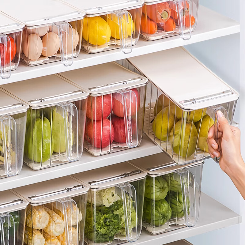 木格格冰箱专用收纳盒食品级计时保鲜冷藏冻专用厨房水果蔬菜沥水储物盒  3升-1个 【计时沥水保鲜 】
