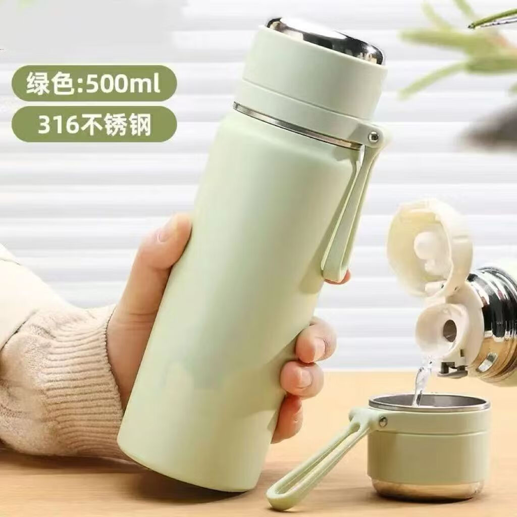 SZTAA保温杯大容量男女生高颜值水杯2025新款学生儿童上学便携杯子 蓝色【316不锈钢+内置滤网】500ml