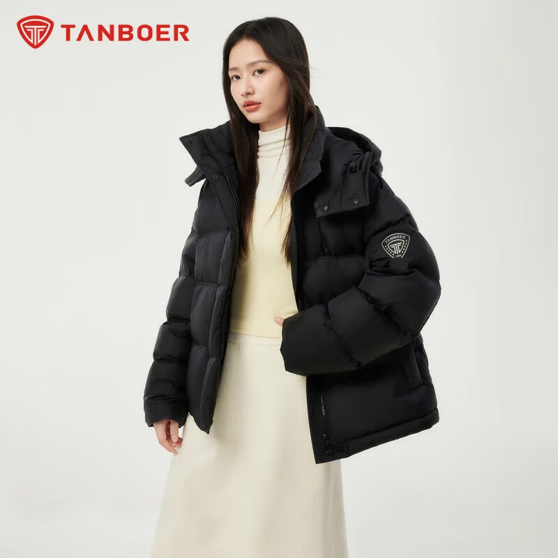 坦博尔秋冬季新款羽绒服女款短款高品质保暖外套加厚面包服时尚百搭 黑色 M (165) 建议体重120斤-130斤 京东折扣/优惠券