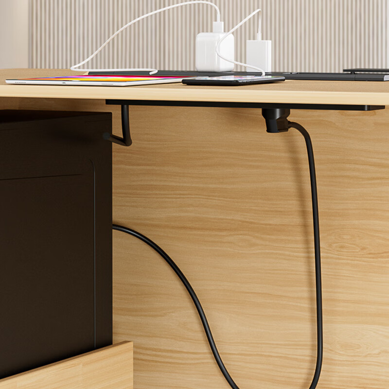 卡西尼桌面嵌入式插排台面内嵌隐藏式升降电脑桌专用插座办公多功能排插 【凝脂黑】6位5孔+USB+穿线孔