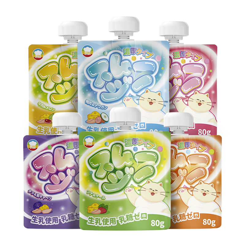 地狱厨房猫湿粮猫咪宠物零食 彩虹厚乳奶昔全价主食混合口味Mix装80g*6/组