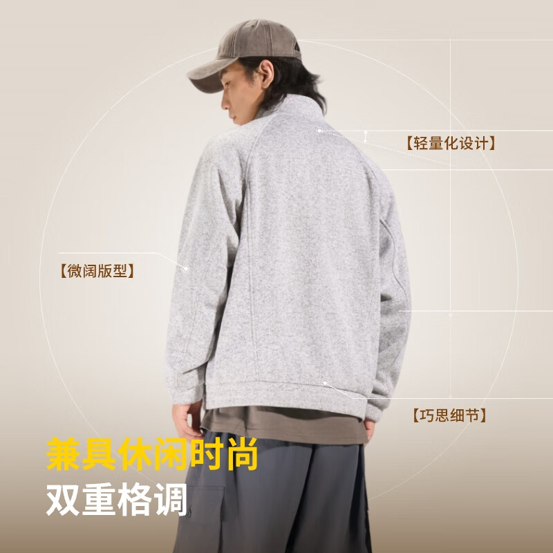 ABOUT MYTH 男士外套【花纱针织 舒适有型】 立领修身百搭针织外套夹克 深灰色 XL 175-180cm/150-165斤