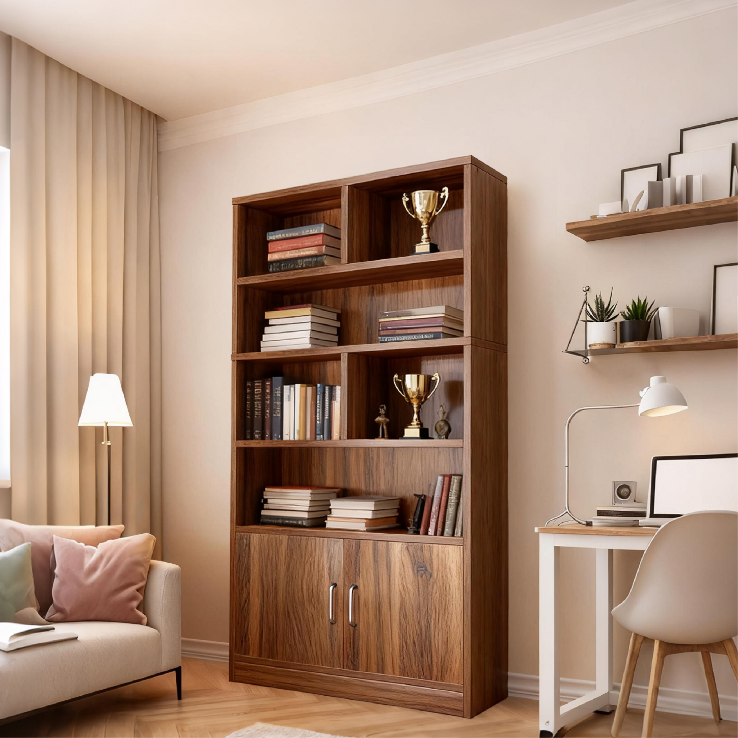 雅美乐书架书柜落地一体靠墙 办公室客厅置物储物柜，99 - 线报酷