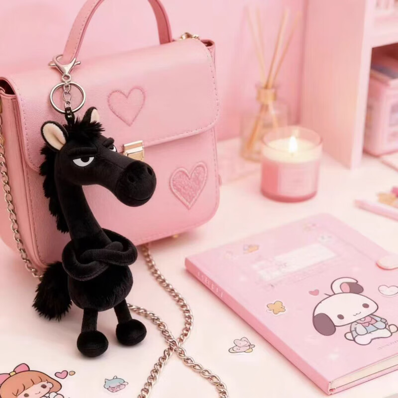 迪士尼(Disney)新款2026马年吉祥物天选高冷黑马包包挂饰包包挂件送礼毛绒玩偶 2026马年-高傲黑马挂件【赠链条】