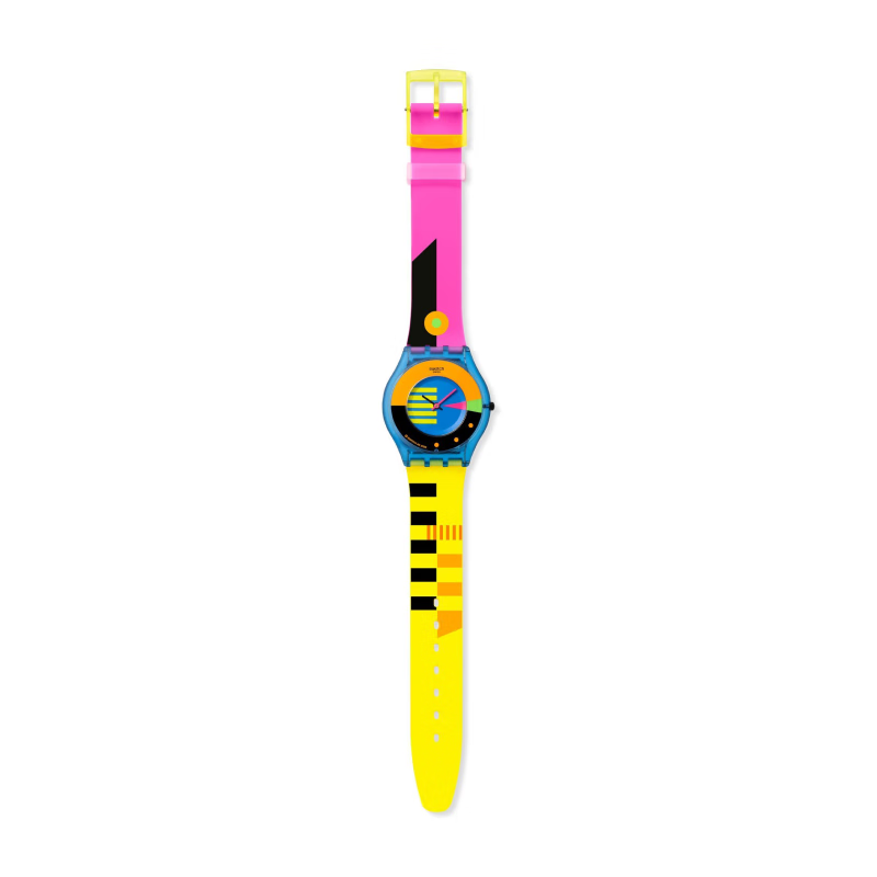 斯沃琪（Swatch）瑞士手表 霓虹系列手表生日礼物男女时尚石英手表 【精美礼袋】霓虹冰川 SB01K400