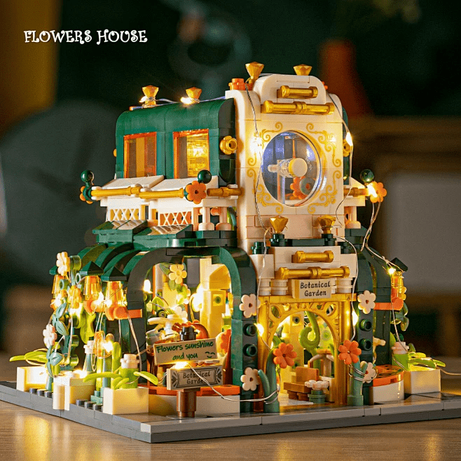 佳奇（JIAQI）JAKI佳奇莫奈花房积木拼装玩具女生礼物建筑模型 莫奈花房_加灯线