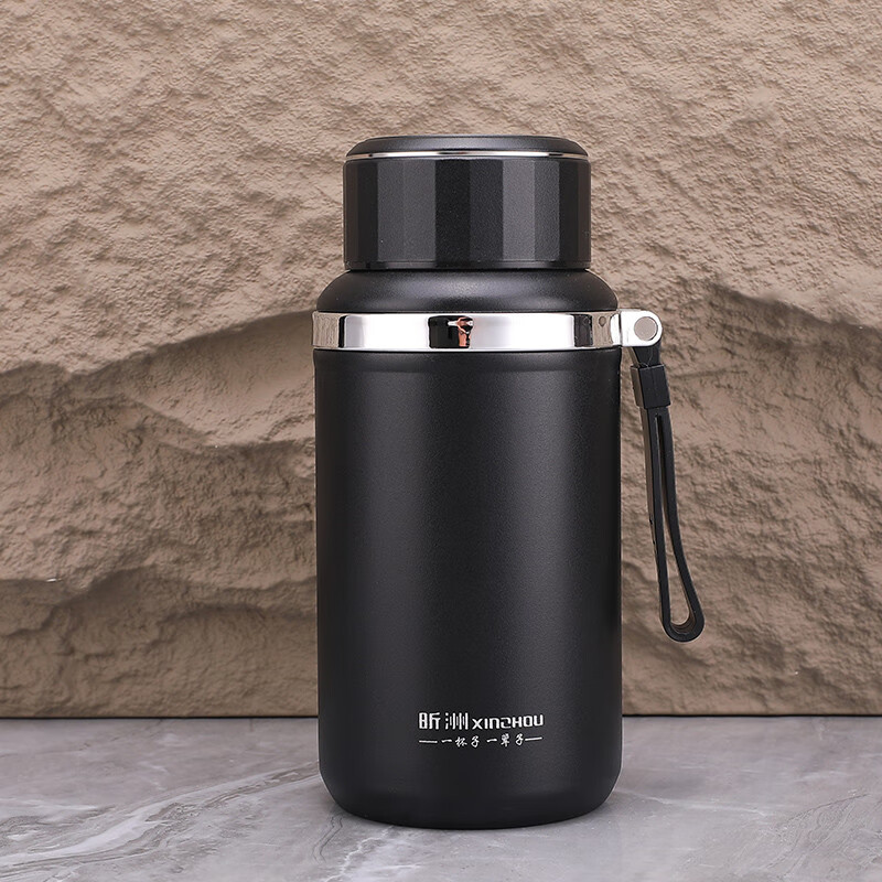 hywlkj墩墩保温杯大容量水杯子大口径男户外泡茶杯女800ml 钢本色800ml(矮胖款) 茶网+杯刷