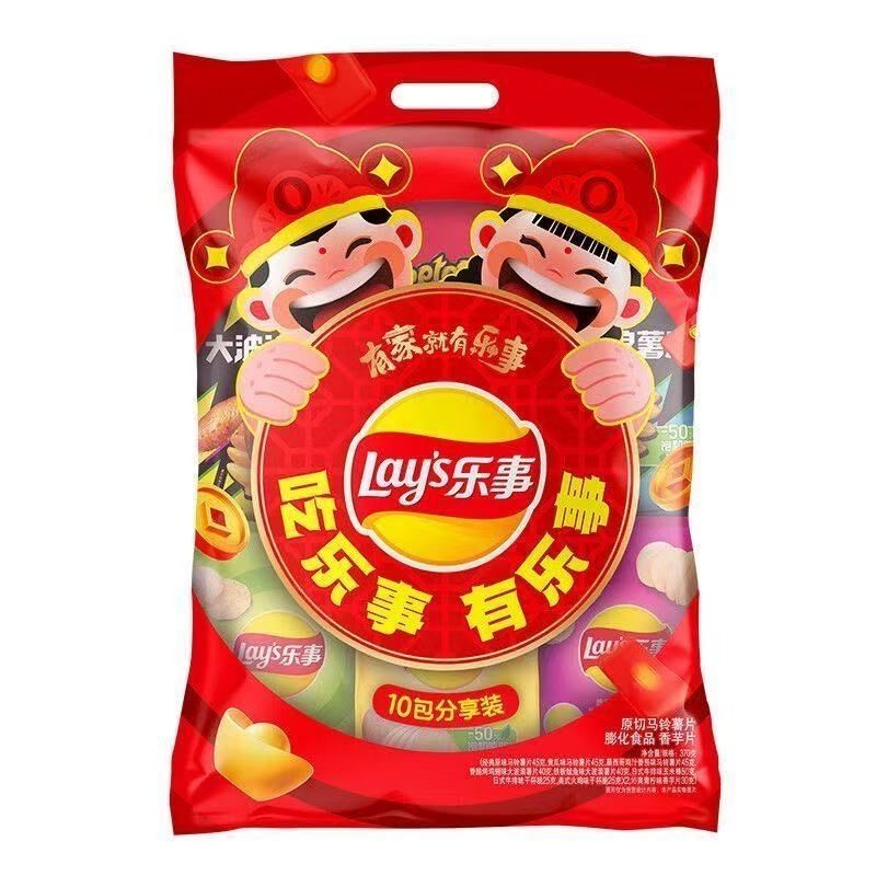 乐事（Lay's）薯片分享新年大礼包370年货送礼休闲小吃零食食品清仓超大包 乐事大礼包370g*1袋