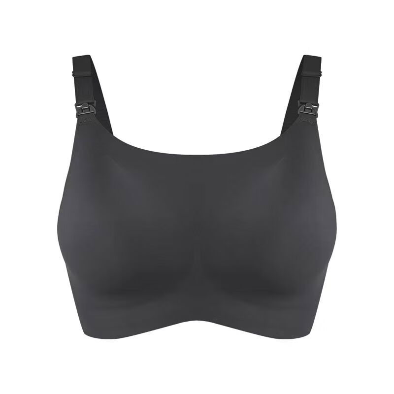 无痕大胸全罩杯f杯哺乳内衣产后喂奶专用防下垂聚拢孕妇文胸大码 M3475 浅黑色D-F杯