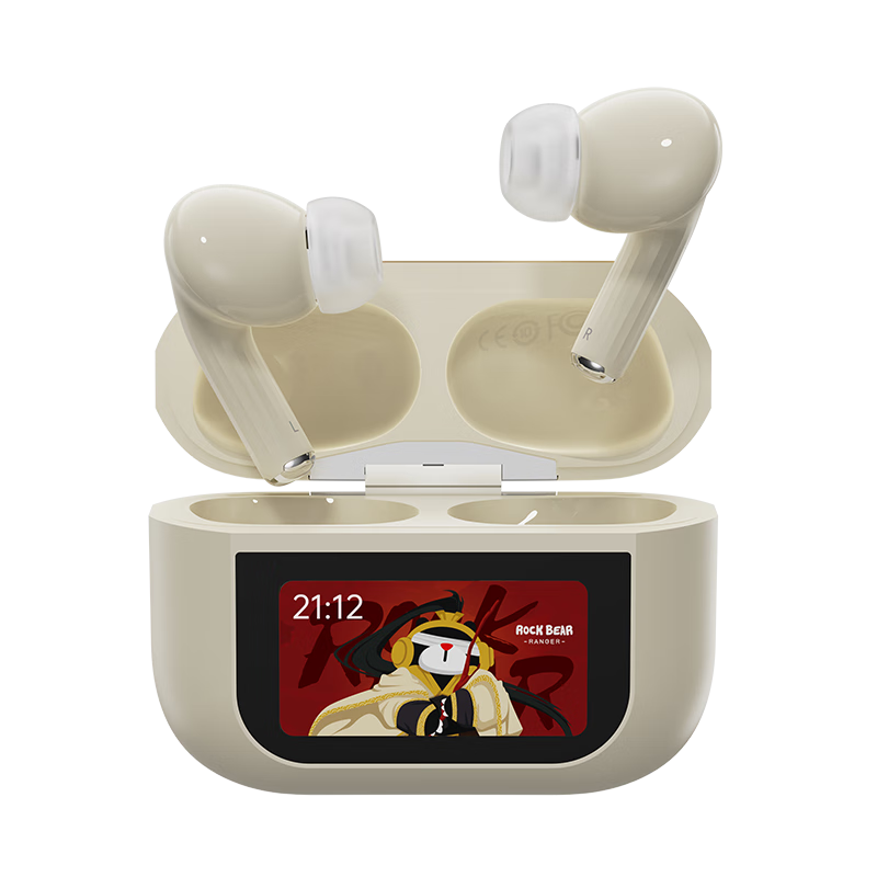 ROCK触控屏蓝牙无线耳机入耳式软塞主动降噪通话超长续航大电量无损超强音质蓝牙5.4情人节生日礼物