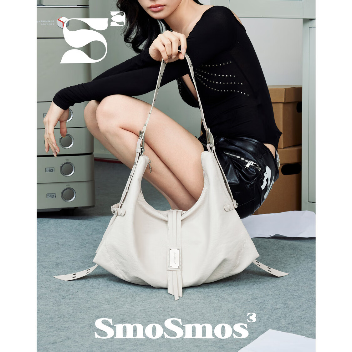 SmoSmos 【Boxing包】小众高级感hobo包女大容量单肩斜挎腋下女士通勤包 远航白