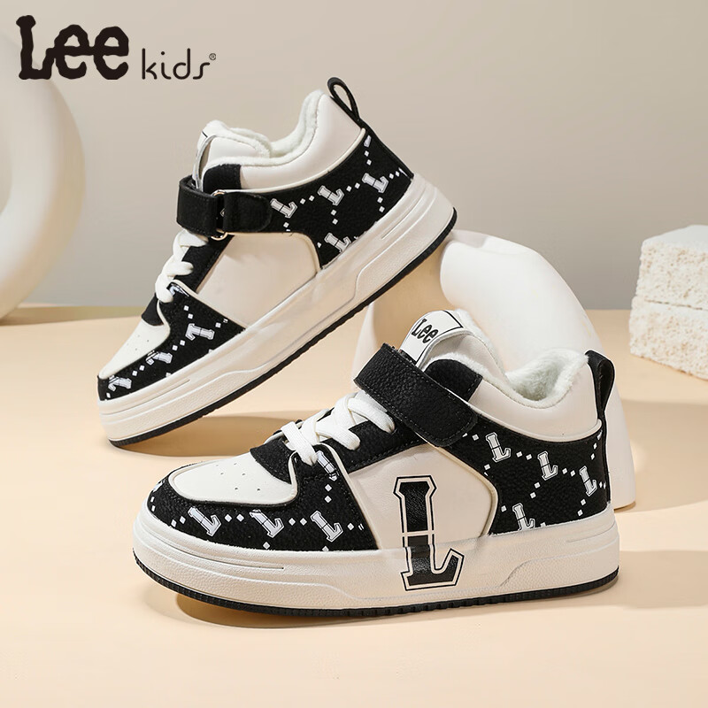 LEE KIDS童鞋2025秋冬季新款加绒儿童板鞋男中大童轻便休闲鞋运动鞋女童鞋 米黑【加绒】 33 【内长21.5cm适合脚长20.5-21.0cm】