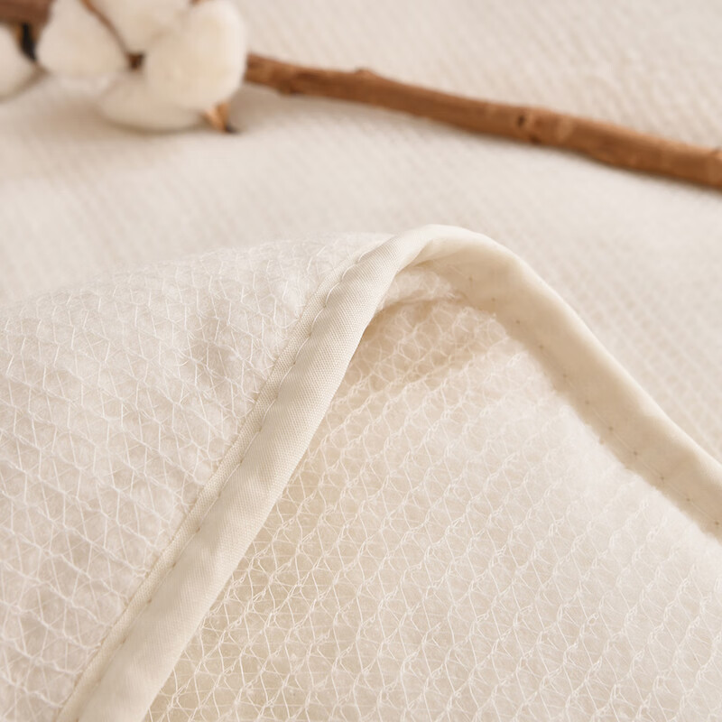 软贝新疆棉花被手工包边棉胎被子被芯鱼鳞网棉絮可盖可垫宿舍保暖棉絮 米白色（约5斤） 200cm*230cm单被芯