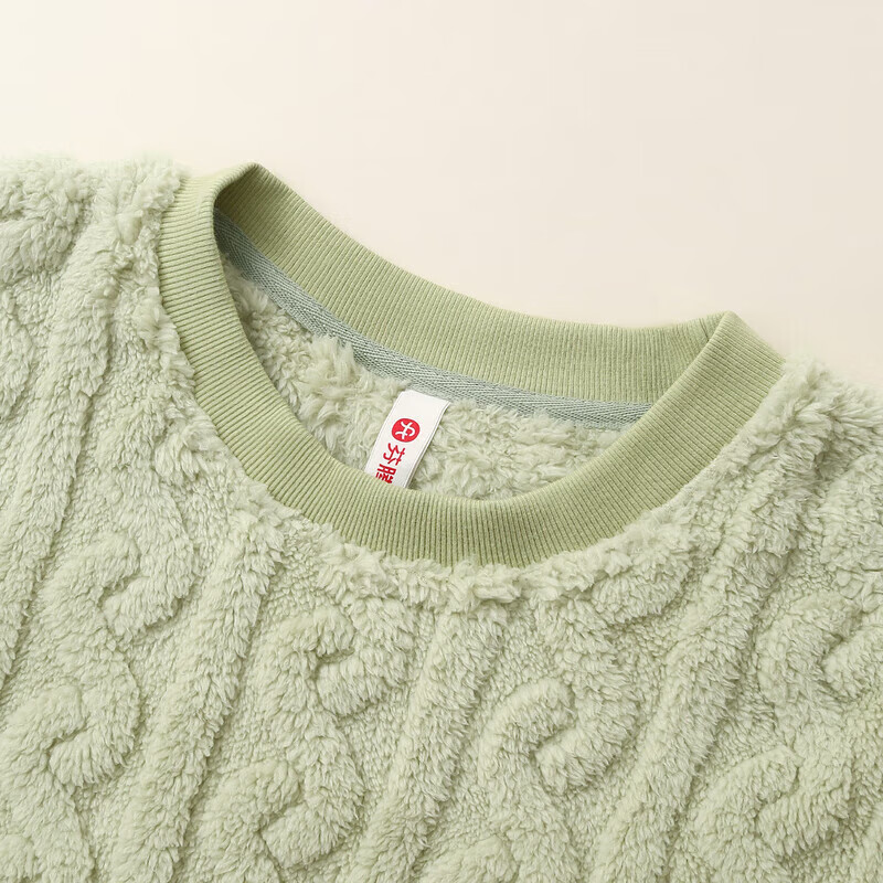 芬腾珊瑚绒睡衣女秋冬加厚保暖加绒休闲大码宽松可爱套头家居服套装 草绿 M 建议90-110斤