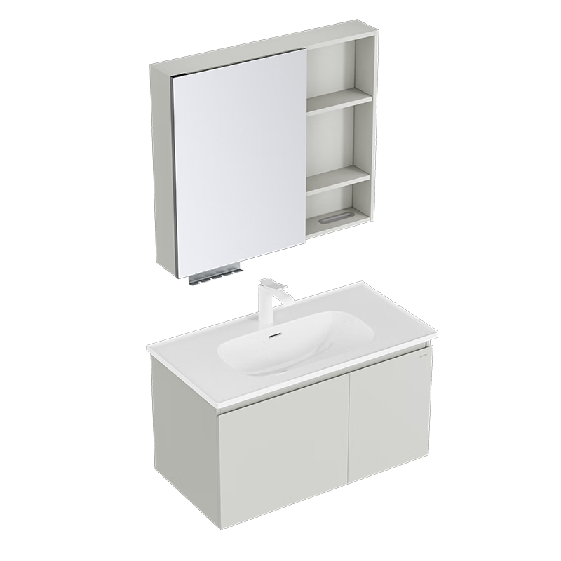 九牧（JOMOO）浴室柜 陶瓷一体盆抗菌洗脸盆柜组合淡藕色90cm A2741-15AX-5