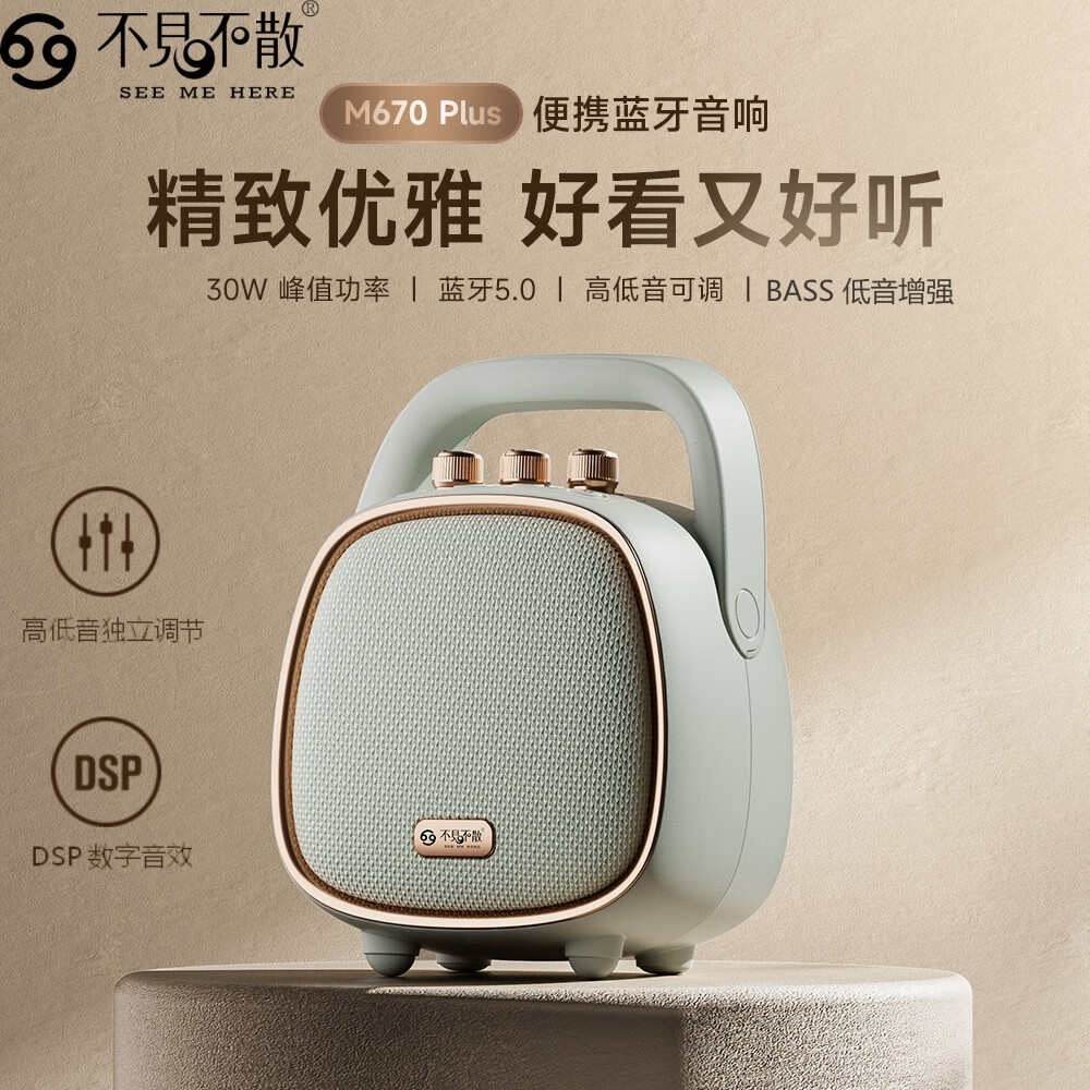 不见不散Bvm670Plus无线蓝牙户外便携广场舞音响环绕重低音大功率跳舞机家用低音炮电脑音箱2026最新款礼物 豆蔻情