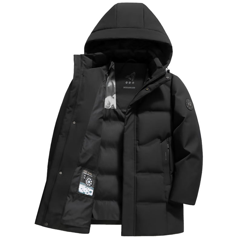 雪中飞90绒中长款羽绒服男士冬季可脱帽防风加厚极寒保暖外套男185