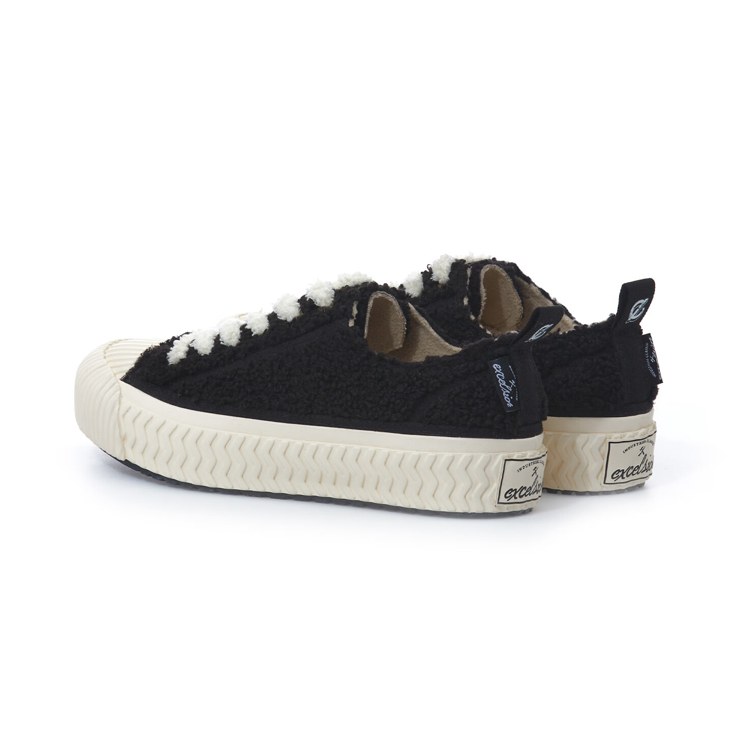 Excelsior饼干鞋官方 秋冬加绒男鞋休闲鞋增高板鞋棕色厚底帆布鞋女 道格熊(黑) 36 (230mm)