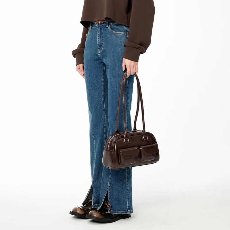 乐町复古牛仔喇叭裤 深牛仔蓝 S