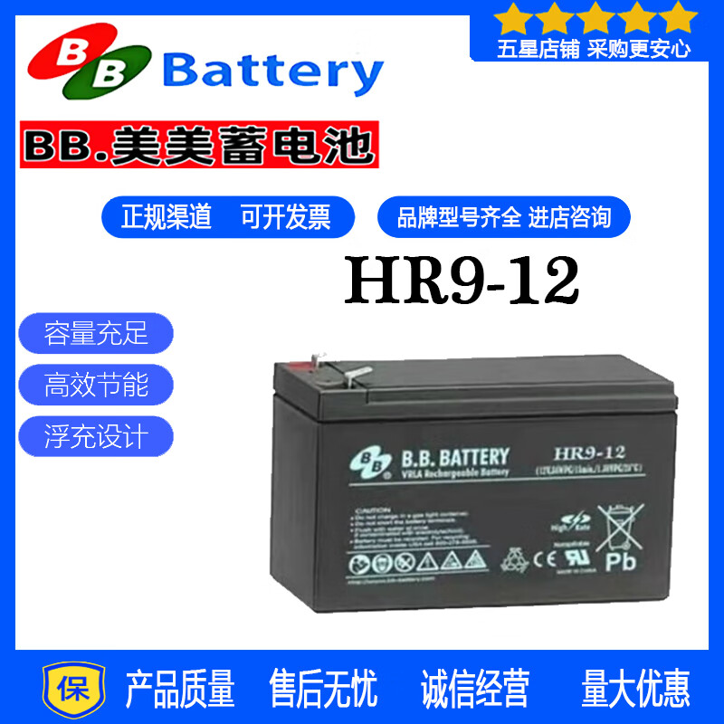 BB.BATTERY铅酸免维护蓄电池HR9-12贝朗血透析仪UPS电源12V9AH6ah BB蓄电池HR9-12/国产