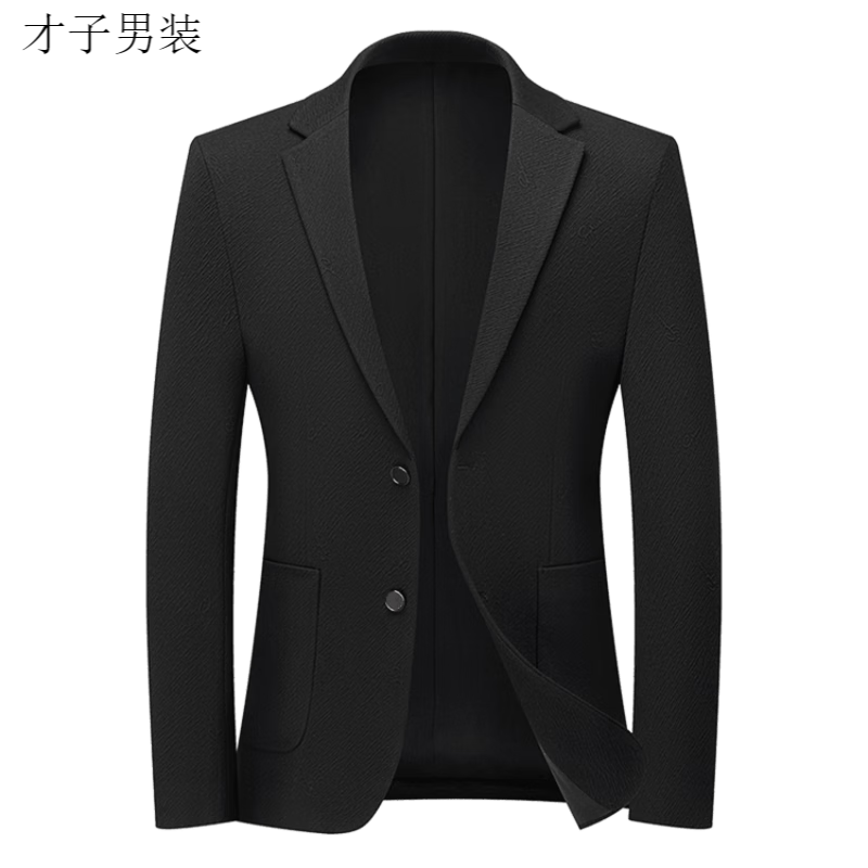 才子（TRIES）春秋男士西服商务休闲单西外套中年修身百搭西装上衣男 才子男装黑色 L 175
