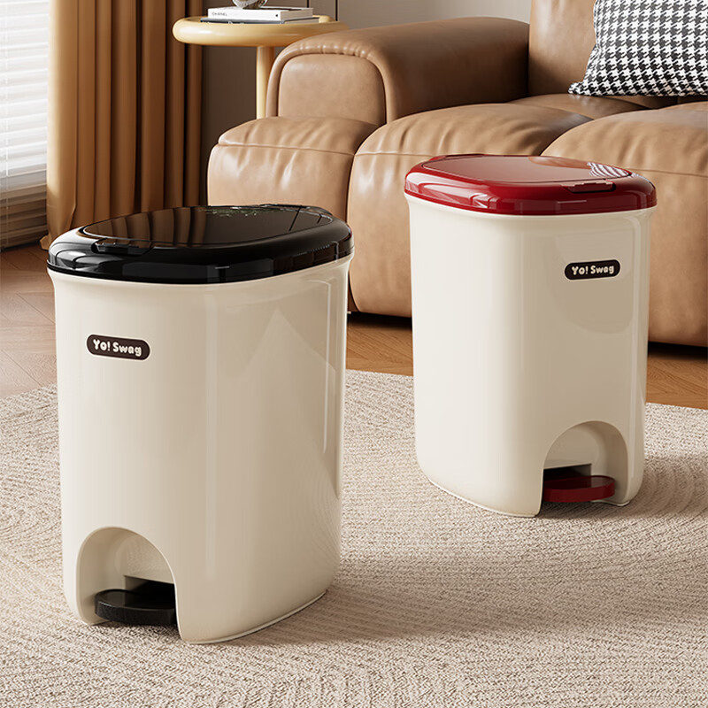 纳份爱垃圾桶家用2025新款厨房卫生间厕所专用客厅轻奢高档大容量带盖子 小号黑色8L【双开设计丨加厚桶身】内含1卷垃圾袋