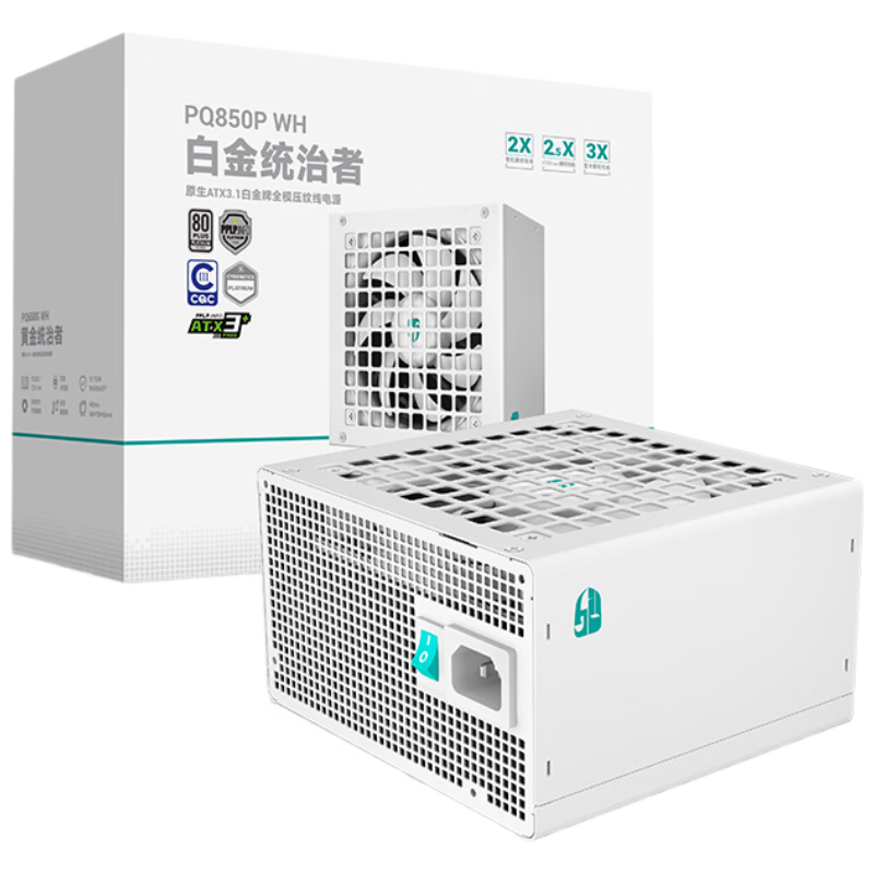 九州風(fēng)神額定850W白金ATX3.1全模白色電源適配RTX50系顯卡PQ850P(日系主電容/壓紋模組線/12年換新)