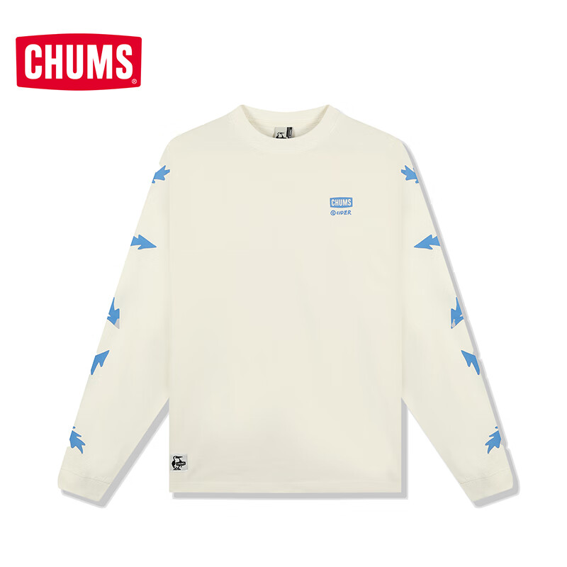 CHUMS洽洽鸟长袖T恤户外休闲卫衣棉质艺术家联名男女同款CH01-2636 CH01-2636-W001 XL （180）
