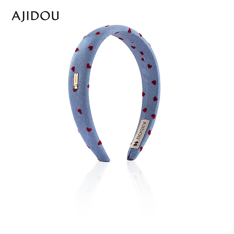 AJIDOU阿吉豆发箍女蓝色爱心波点复古法式防滑头箍织物高颅顶发饰 浅蓝色 1个