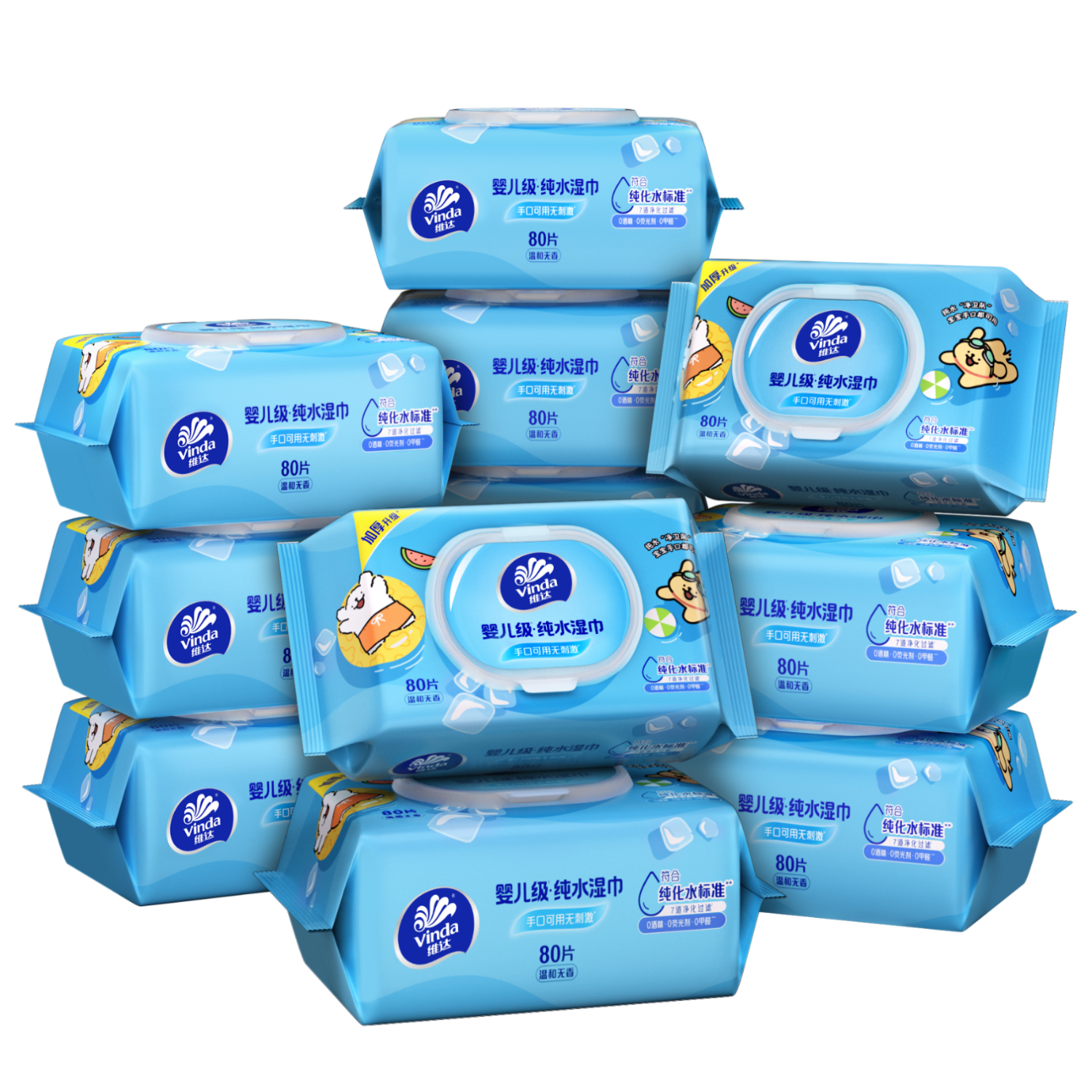 ά�Vinda����������ˮʪ�� 80Ƭ*12�� ����С������ Ӥ��ʪ���ֿڿ���ʪֽ��