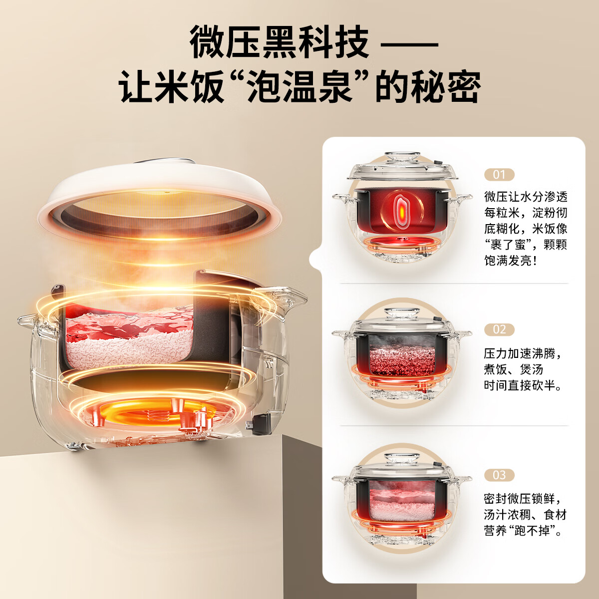 HYUNDAI韩国电饭煲2-3人家用电饭锅4升智能微压电饭煲4-5人多功能一体多用煮饭炖汤柴火饭智能大容量球釜 【500Pa微压旗舰款】双胆8大功能+智能预约 4L